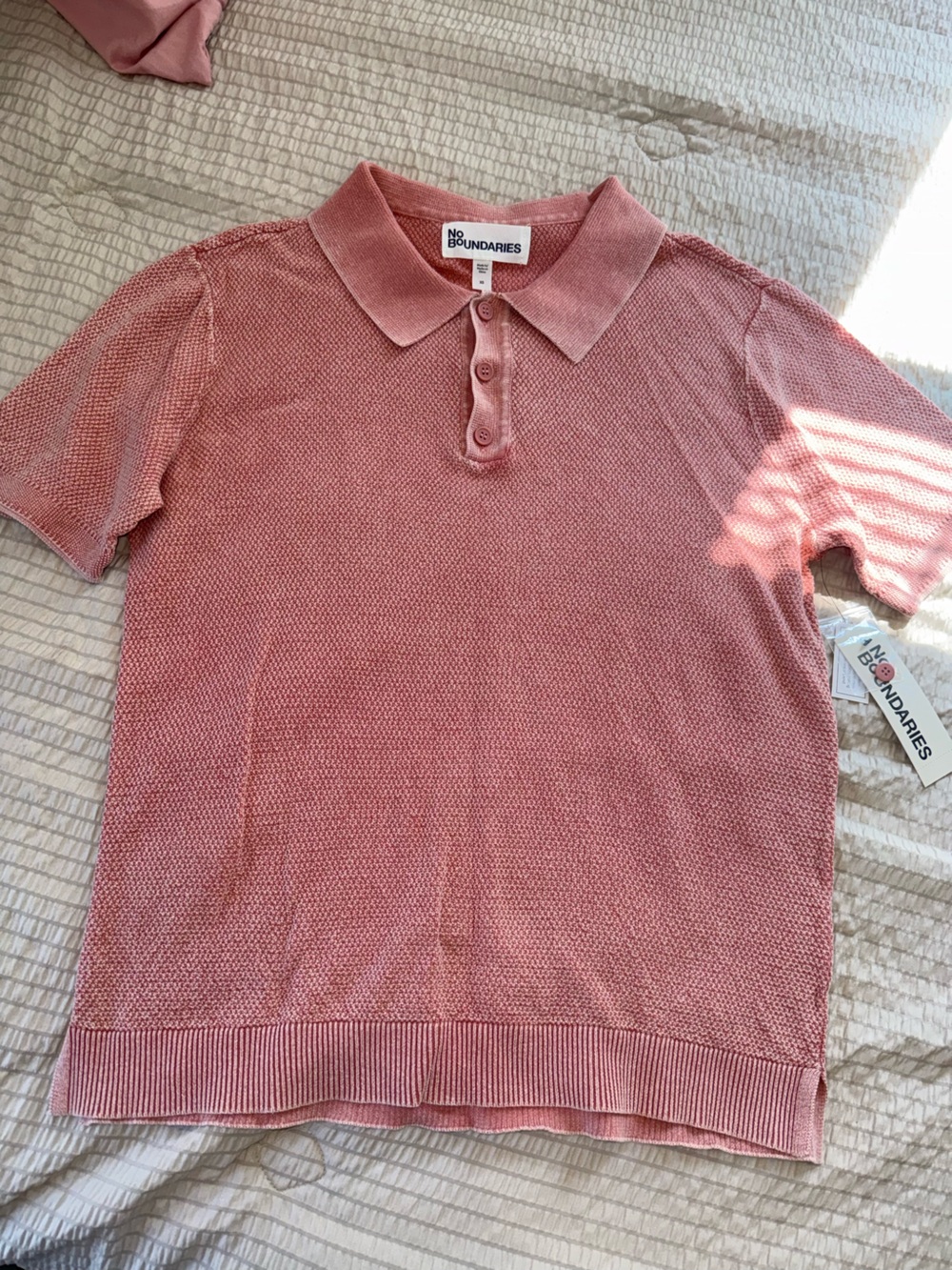 NWT NOBO Pink Open Weave Cotton Sweater Polo xs